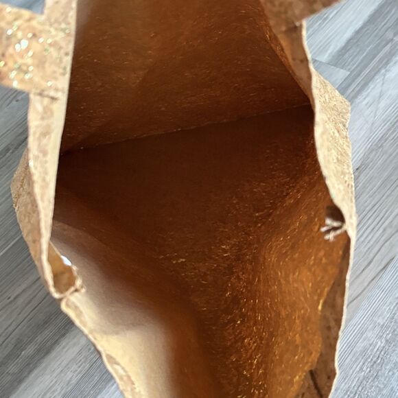 NWOT Anthropologie cork with copper glitter tote bag: “every step of the way” - Picture 8 of 8